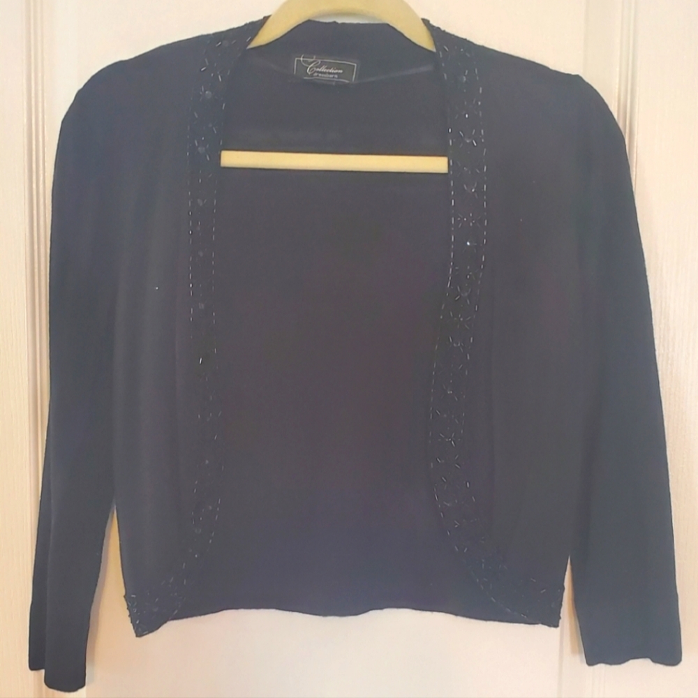Black Beaded Cardigan Shrug
